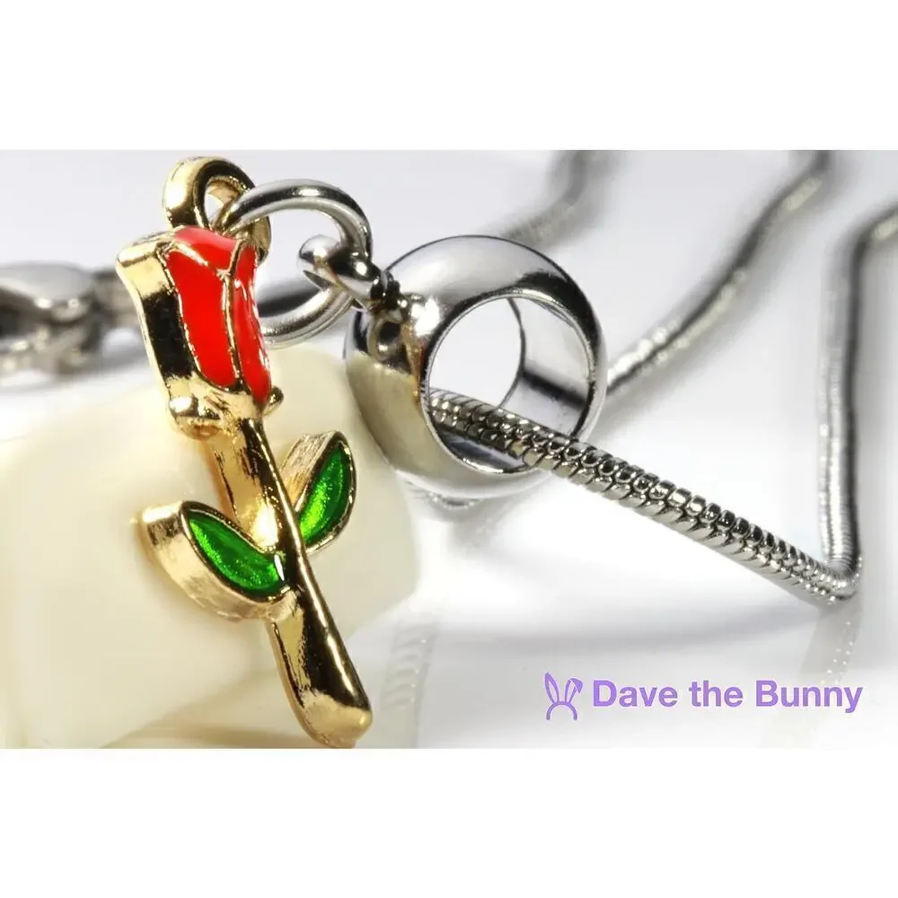 Dave The Bunny Rose Necklace for Women - Red flower Necklace